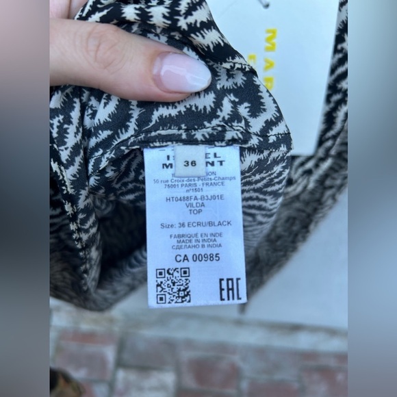 Isabel Marant Étoile VILDA Abstract BLOUSE printed flowing blouse ECRU/ BLACK - Picture 8 of 8